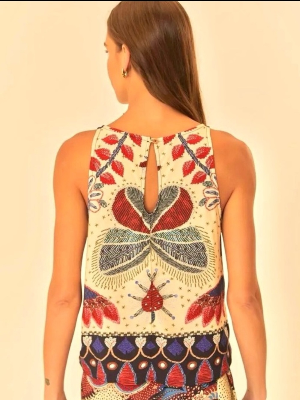 Farm Rio Floral Embroidered Cream Top - Picture 10 of 10